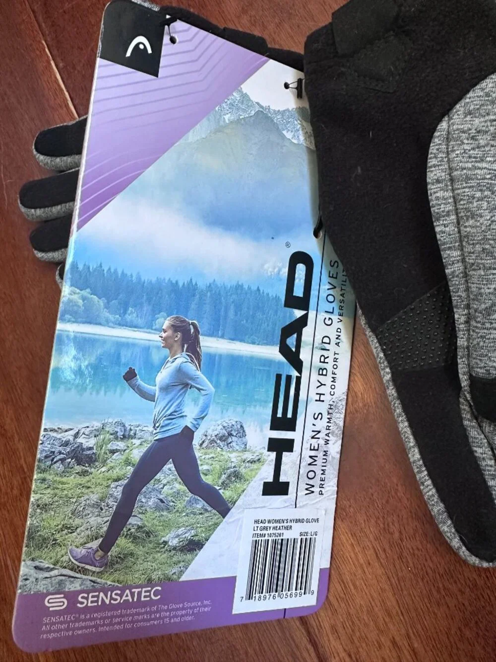 HEAD Women’s Large Windproof Hybrid Gloves Gray Sensatec Touchscreen for Phones
